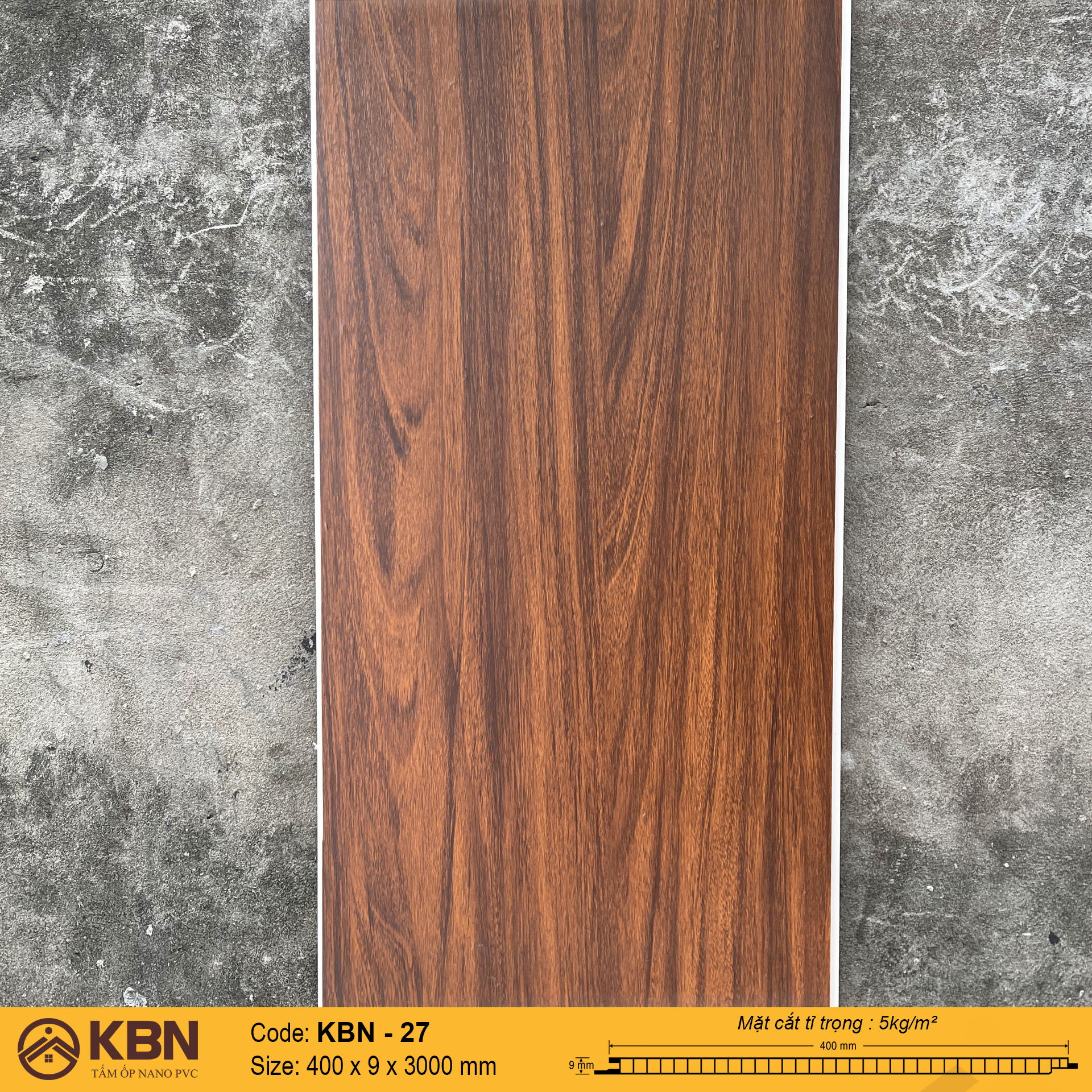 TẤM ỐP NHỰA PVC NANO 9MM KBN-27 – CHỐNG ẨM, ỐP TƯỜNG & TRẦN