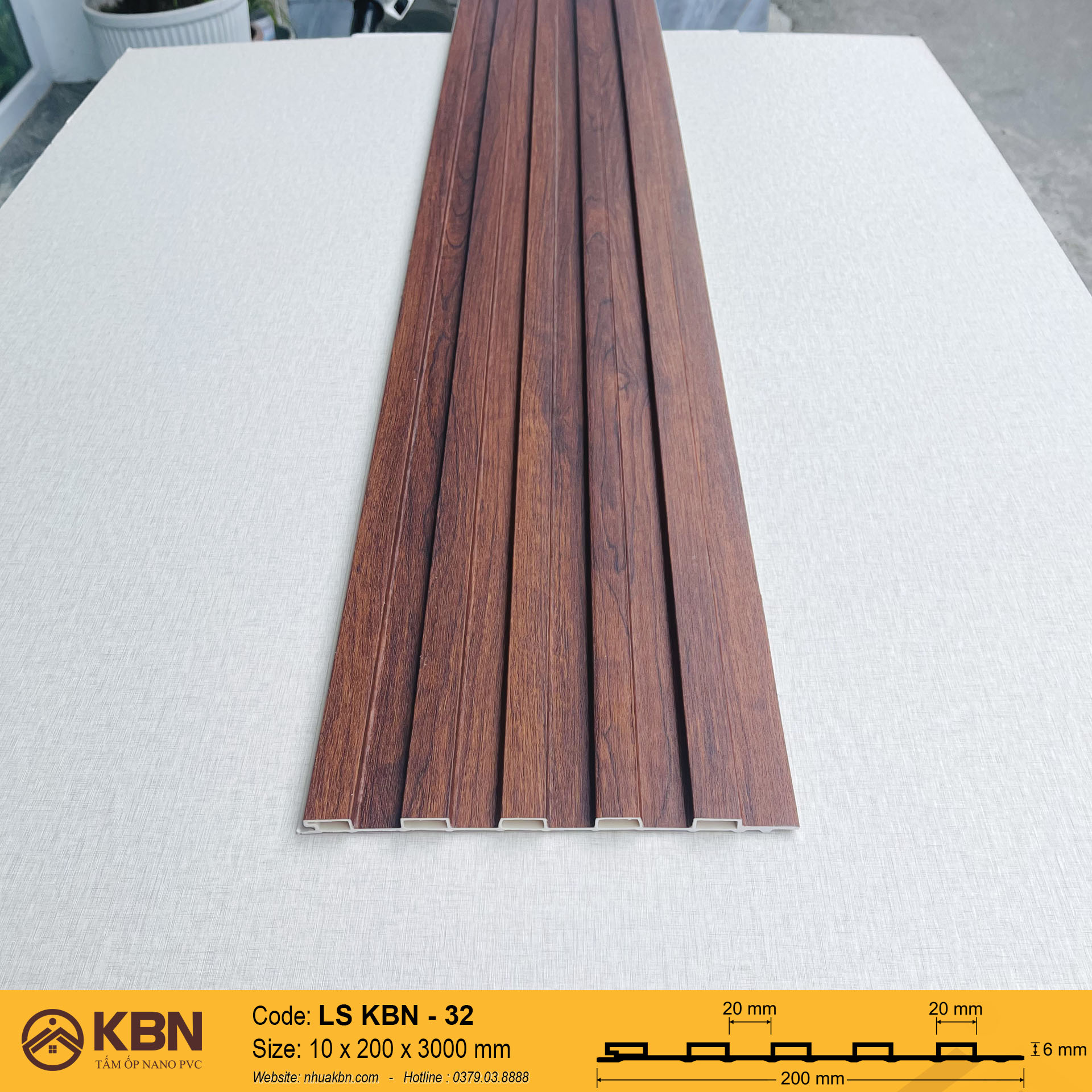 TẤM LAM SÓNG PVC 5 SÓNG THẤP KBN-32 – ỐP TƯỜNG & TRẦN TRANG TRÍ HIỆN ĐẠI