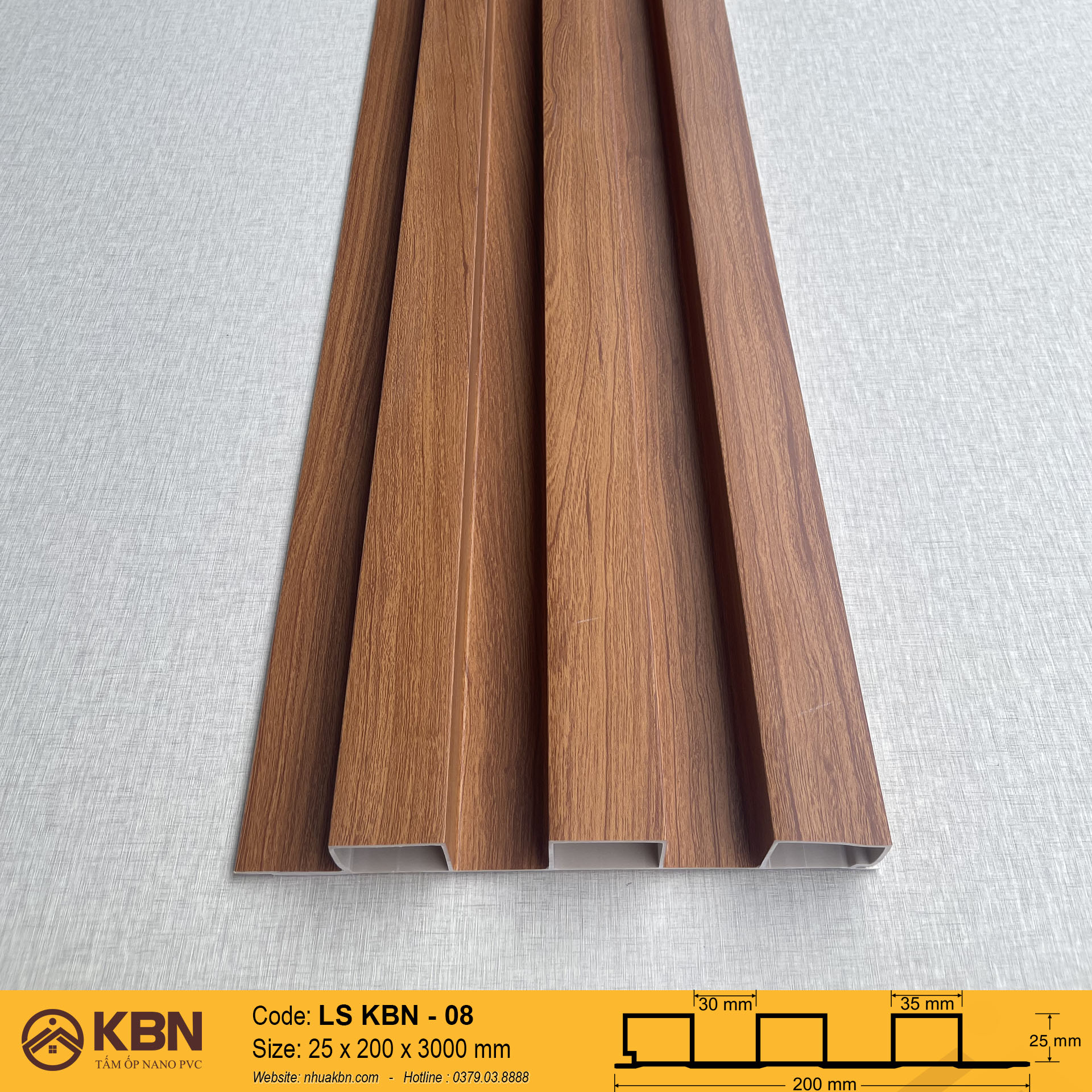 TẤM LAM SÓNG PVC 3 SÓNG CAO KBN-08 – ỐP TƯỜNG & TRẦN TRANG TRÍ HIỆN ĐẠI