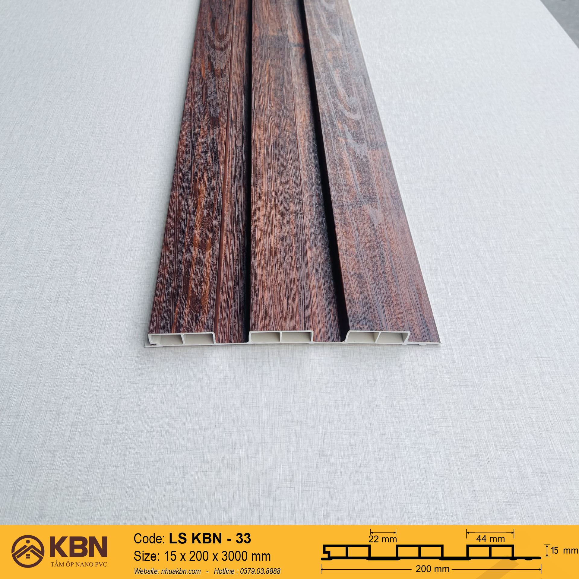TẤM LAM SÓNG PVC 3 SÓNG THẤP KBN-33 – ỐP TƯỜNG & TRẦN TRANG TRÍ HIỆN ĐẠI
